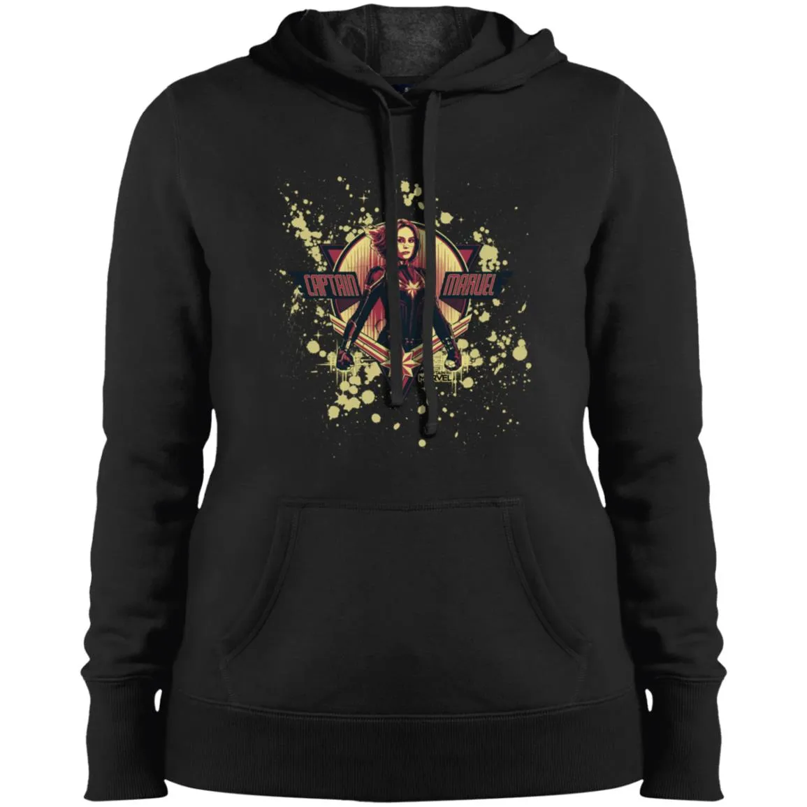 Captain Marvel Cracked Paint Splatter Logo Women Hooded Sweatshirt