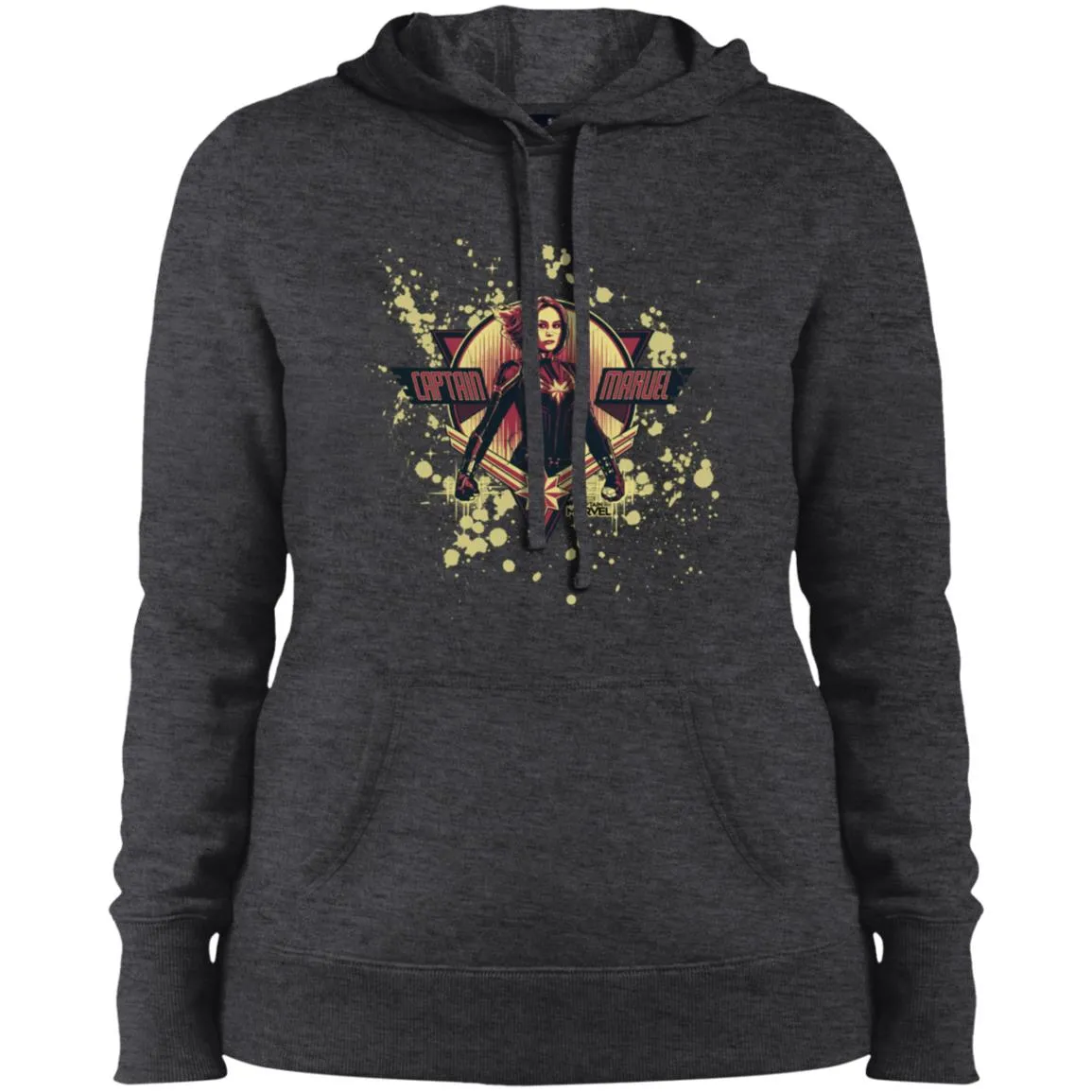 Captain Marvel Cracked Paint Splatter Logo Women Hooded Sweatshirt