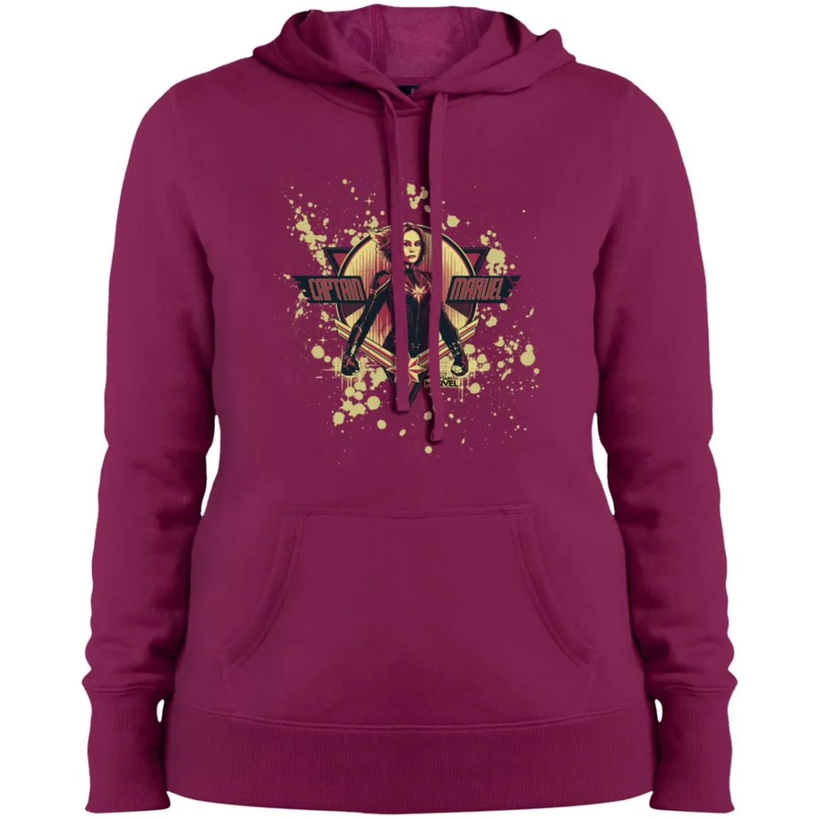 Captain Marvel Cracked Paint Splatter Logo Women Hooded Sweatshirt