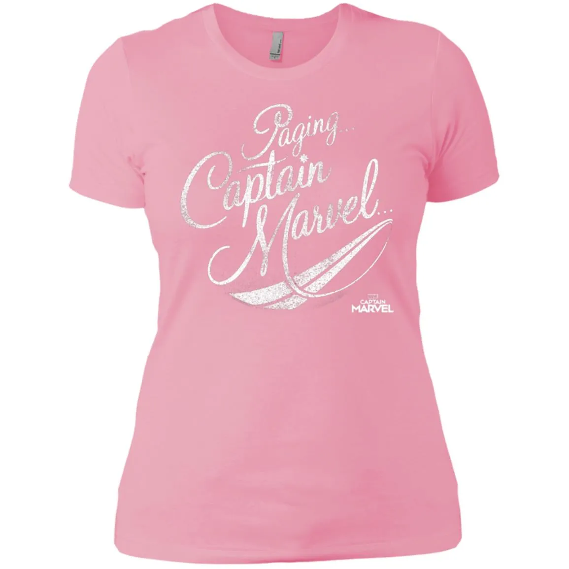 Captain Marvel Paging Distressed Cursive Women Cotton T-Shirt