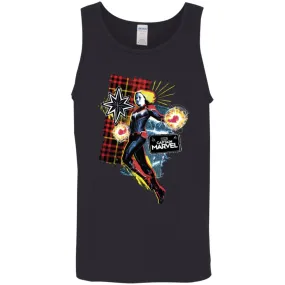 Captain Marvel Plaid Jean Patched Portrait Men Cotton Tank