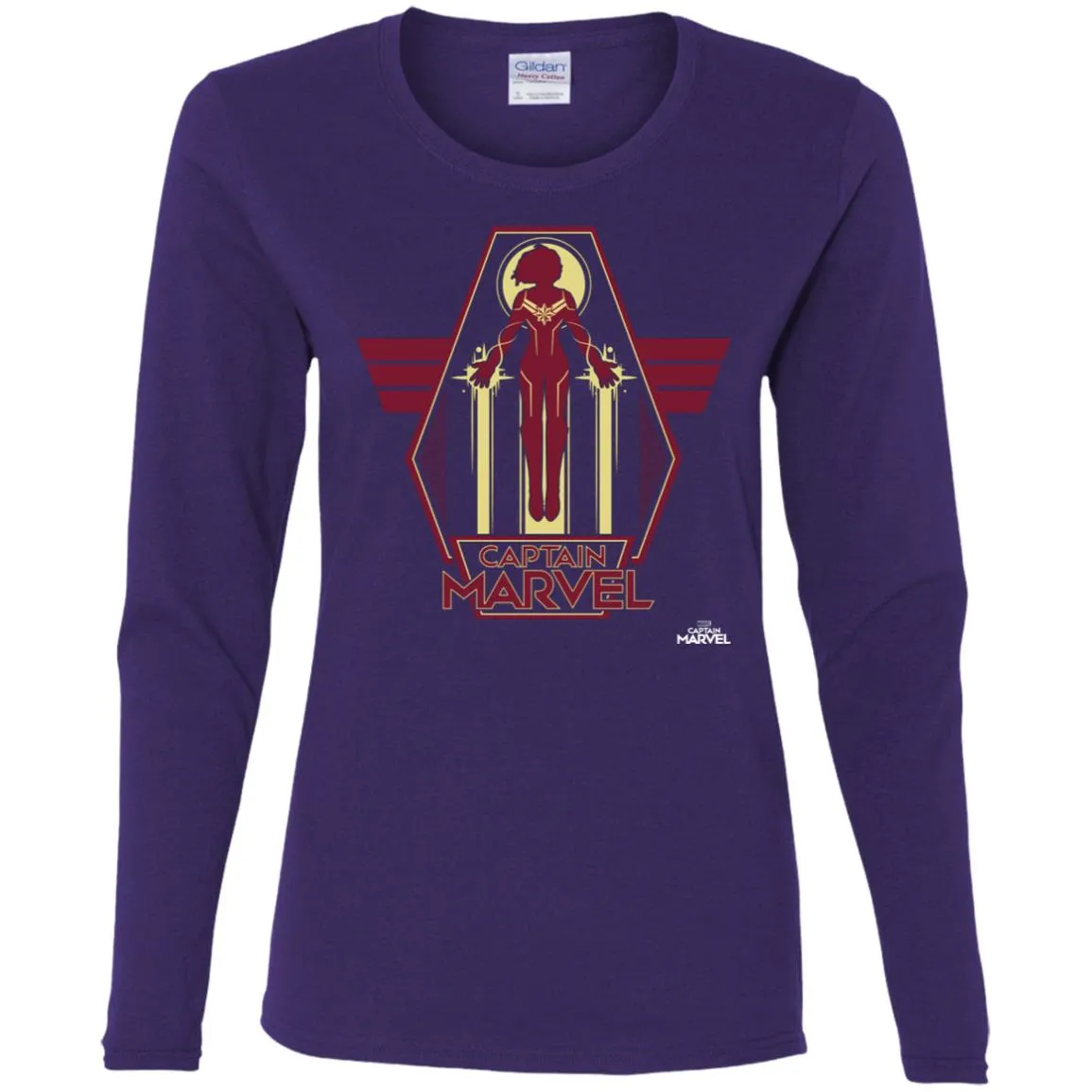 Captain Marvel Red Yellow Flight Powers Women Long Sleeve Shirt