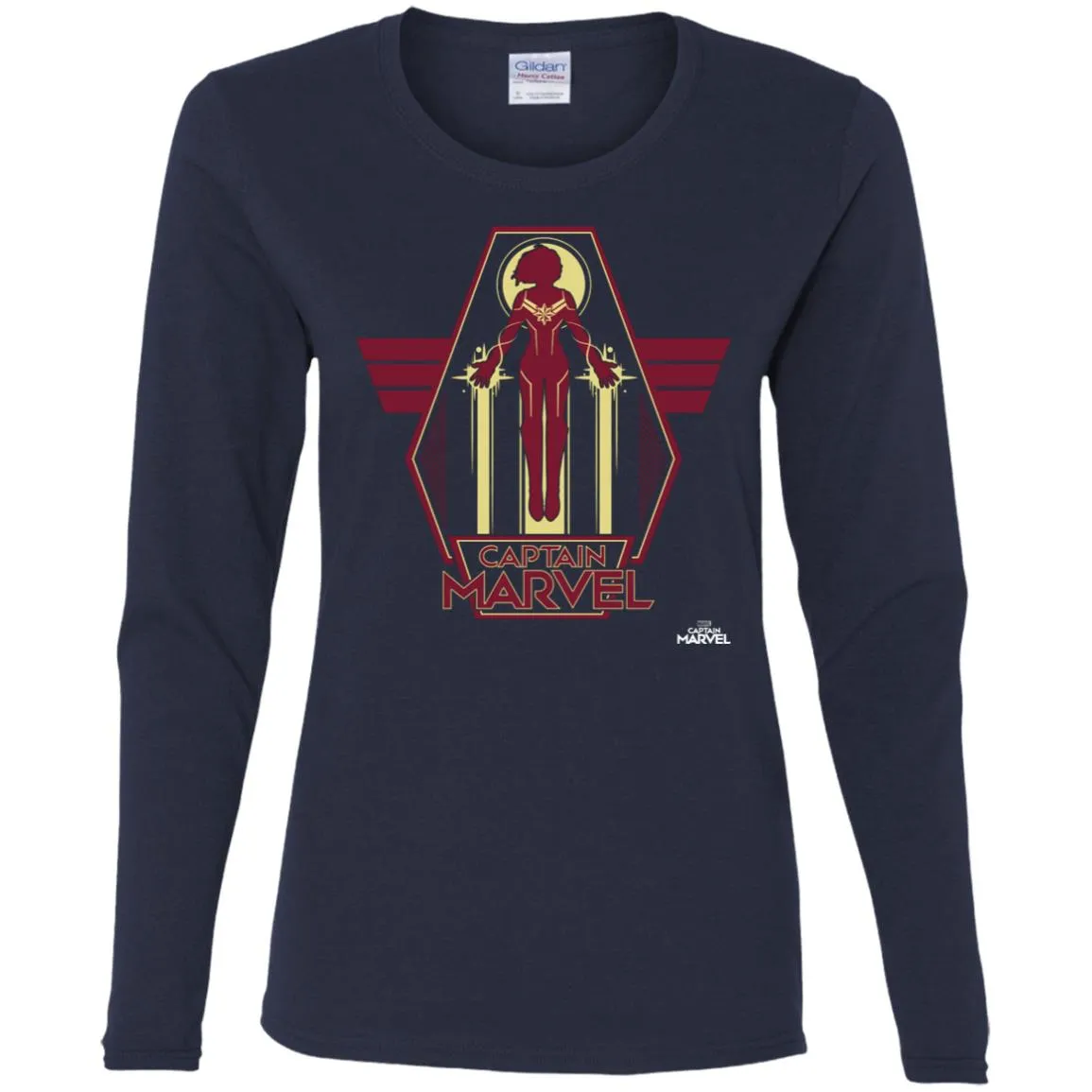 Captain Marvel Red Yellow Flight Powers Women Long Sleeve Shirt