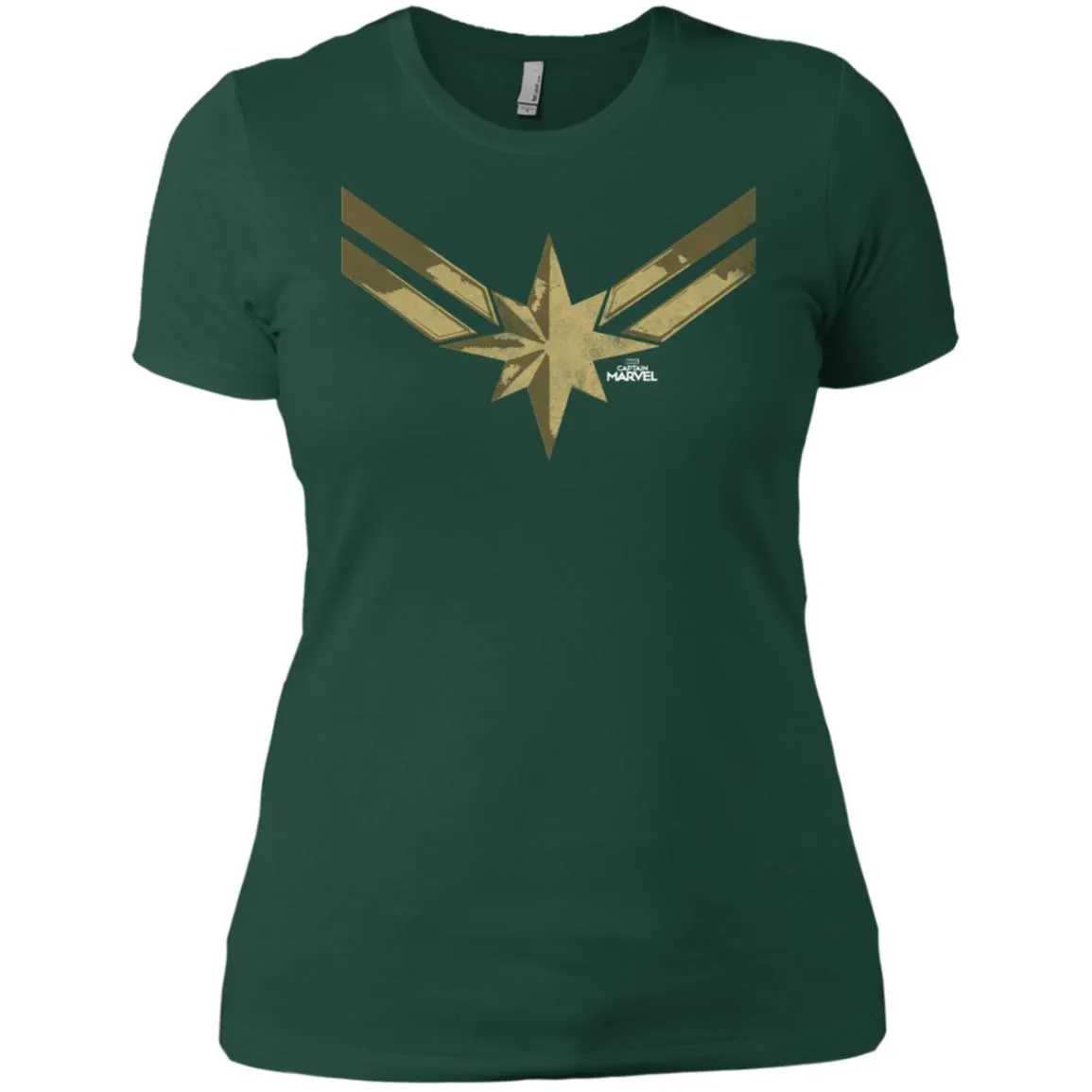 Captain Marvel Simple Gold Shadowed Logo Women Cotton T-Shirt