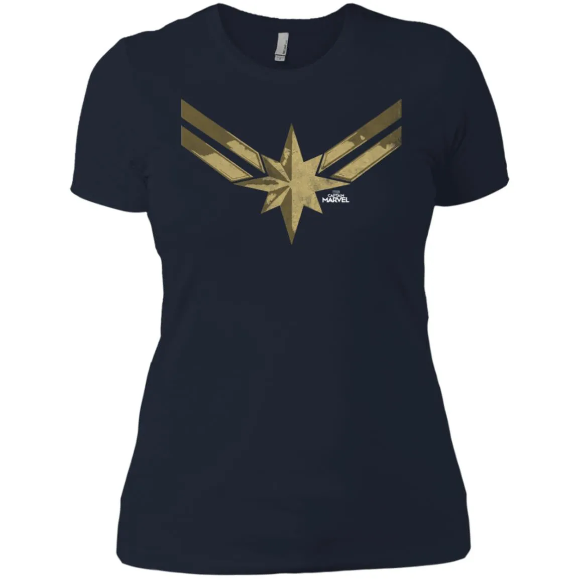 Captain Marvel Simple Gold Shadowed Logo Women Cotton T-Shirt