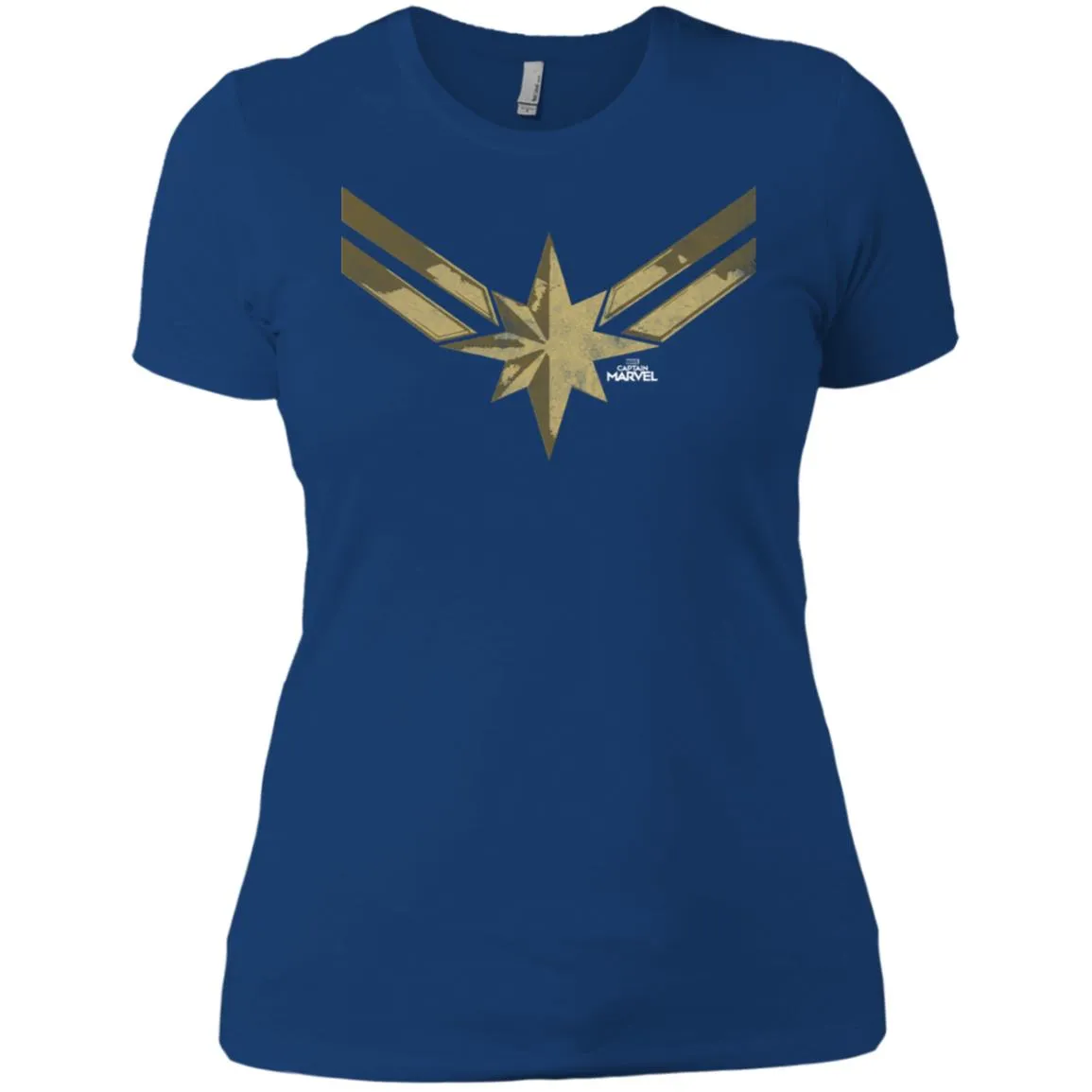 Captain Marvel Simple Gold Shadowed Logo Women Cotton T-Shirt