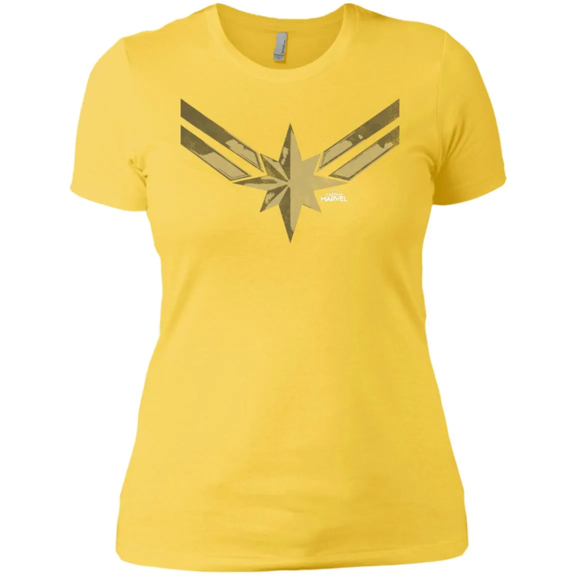 Captain Marvel Simple Gold Shadowed Logo Women Cotton T-Shirt