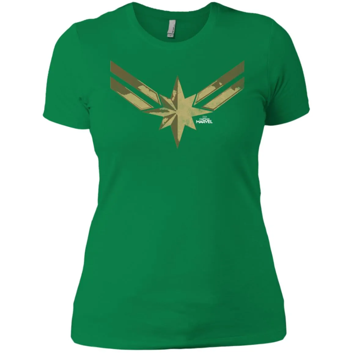 Captain Marvel Simple Gold Shadowed Logo Women Cotton T-Shirt