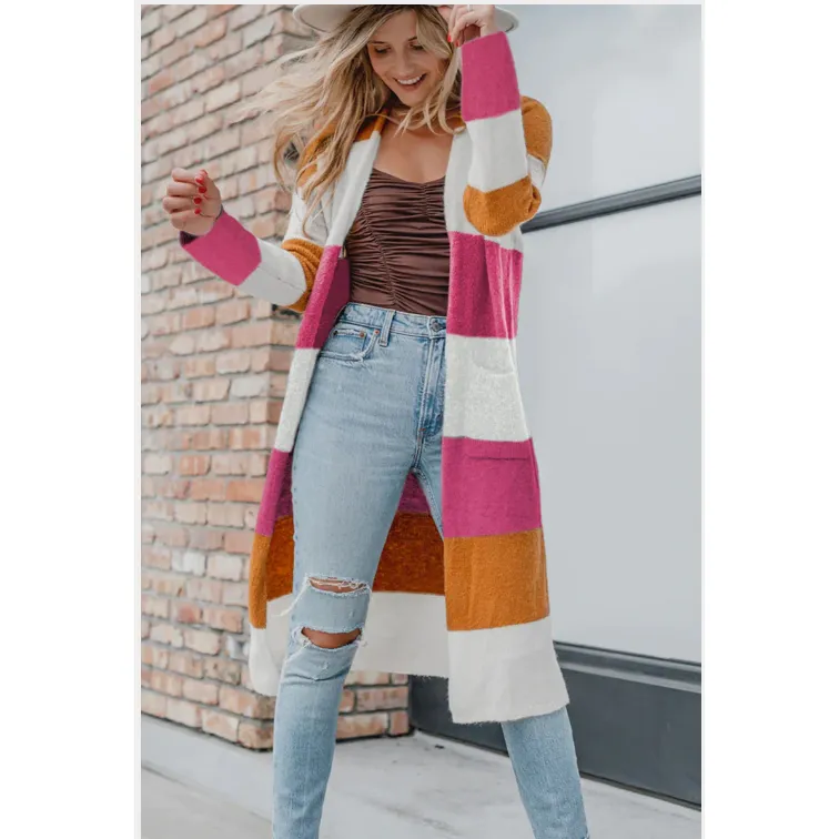 Casey Colorblock Pocketed Duster Cardigan