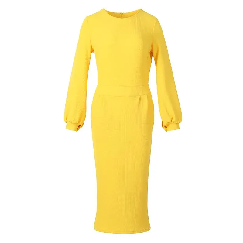 Casual Long Sleeve Party Bodycon Sheath Belted Dress