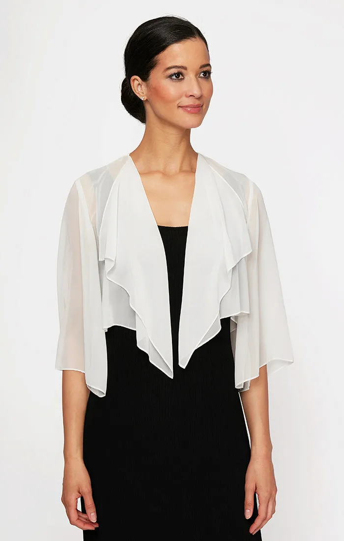 Chiffon Cover-up Bolero Jacket with Cascade Hem Detail