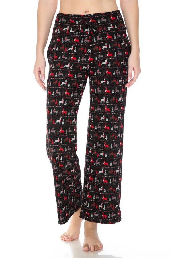 Christmas Holiday Tree Reindeer Comfortable Soft Lounge Pajama Pants