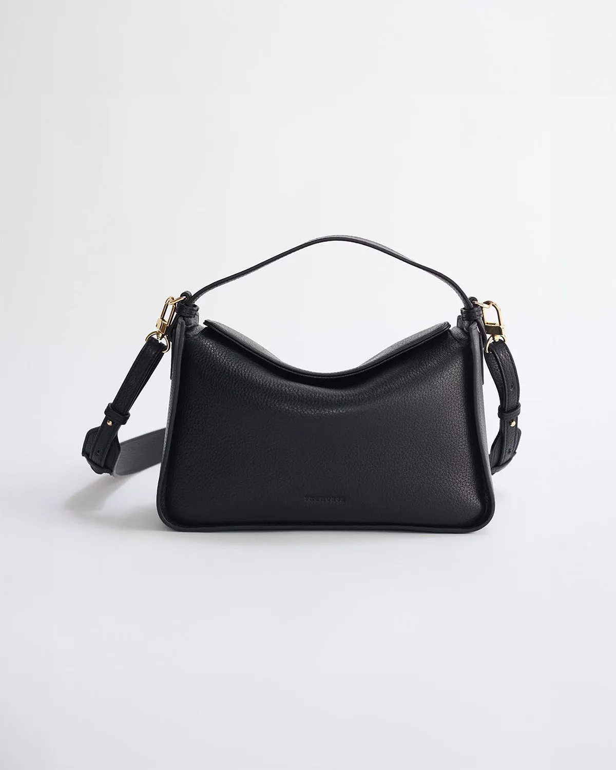 Clementine Bag: Black Pebbled Leather with Gold