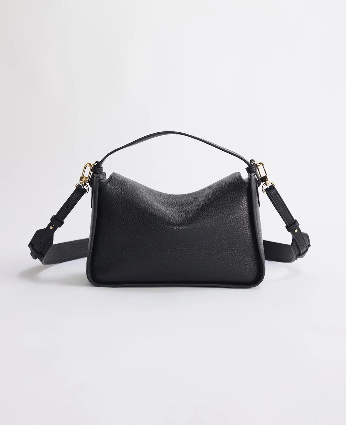 Clementine Bag: Black Pebbled Leather with Gold