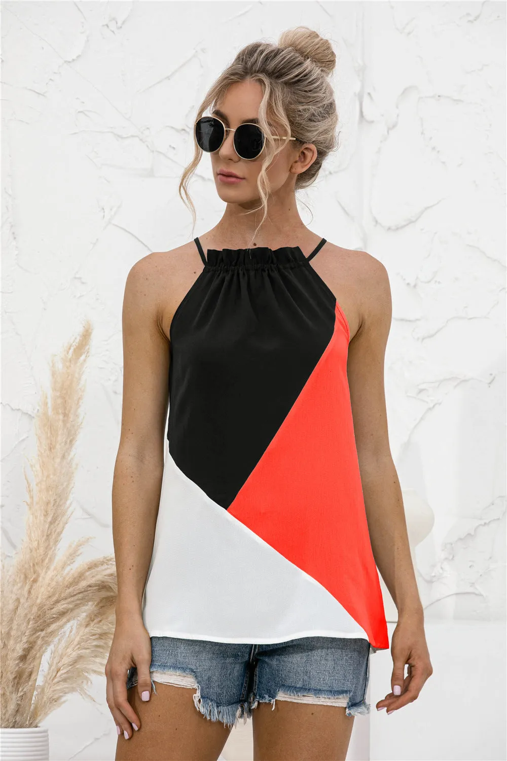 Color Block Halter Top