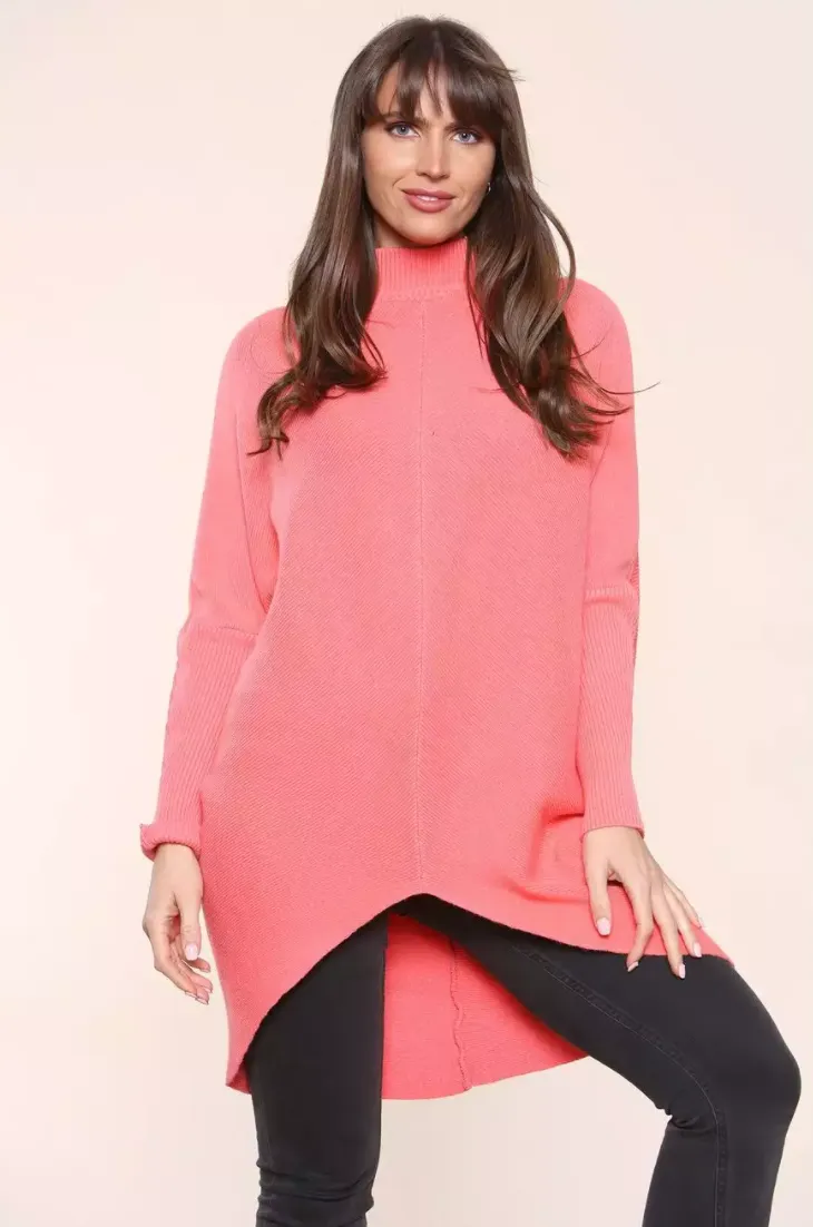 Coral High Neck Plain Jumper