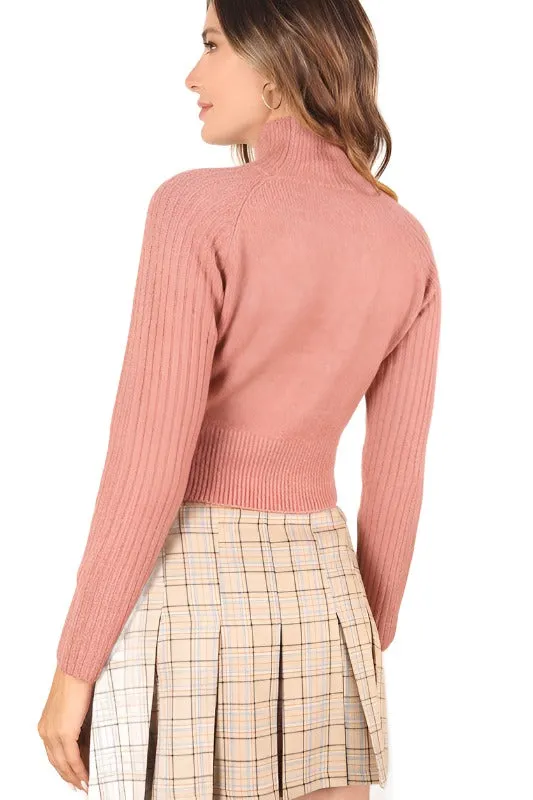 Crop mock neck sweater