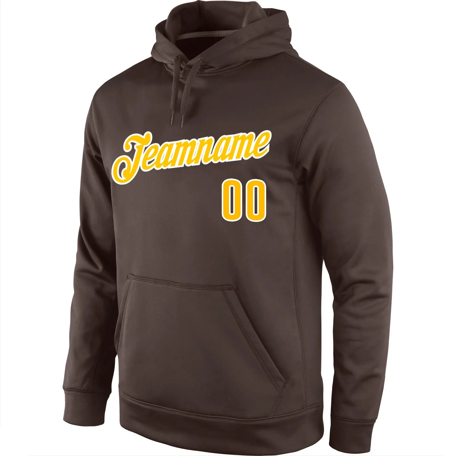 Custom Stitched Brown Gold-White Sports Pullover Sweatshirt Hoodie