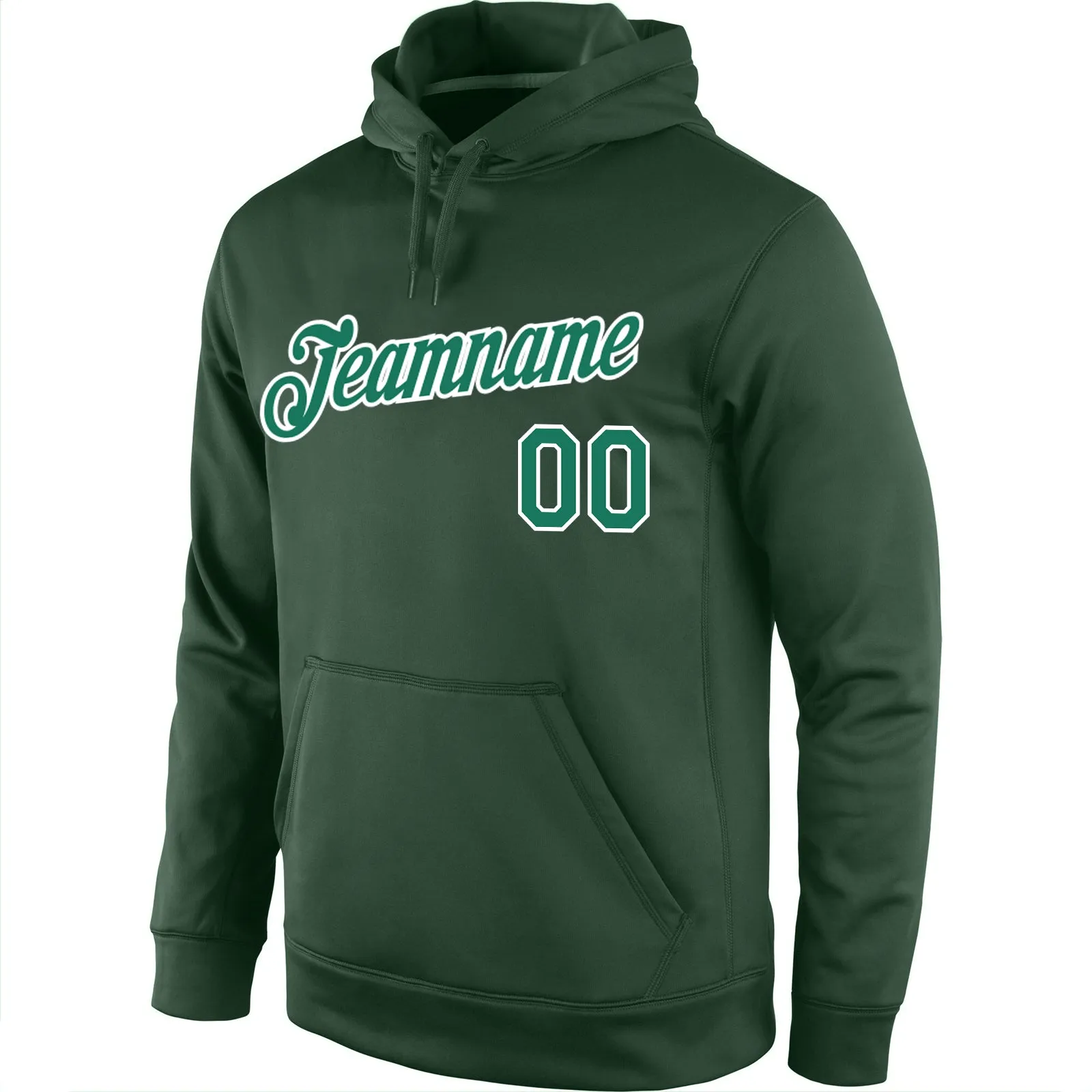 Custom Stitched Green Kelly Green-White Sports Pullover Sweatshirt Hoodie