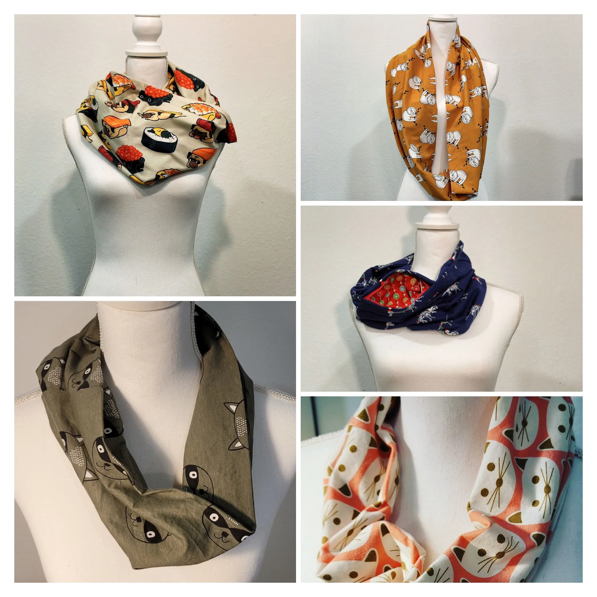 Customizable Knit Infinity Scarf with Optional Hidden Pocket: Animal Prints