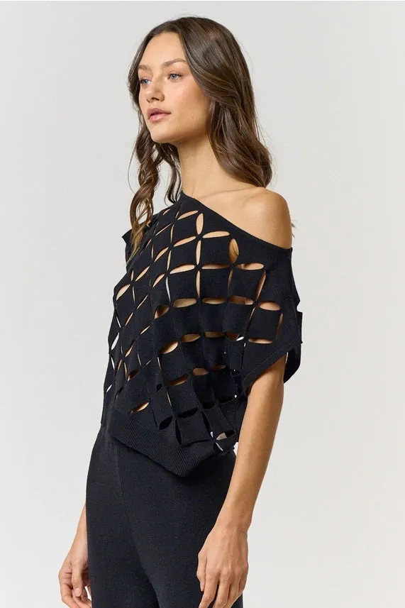 Cutout Detail Knit Off Shoulder Top