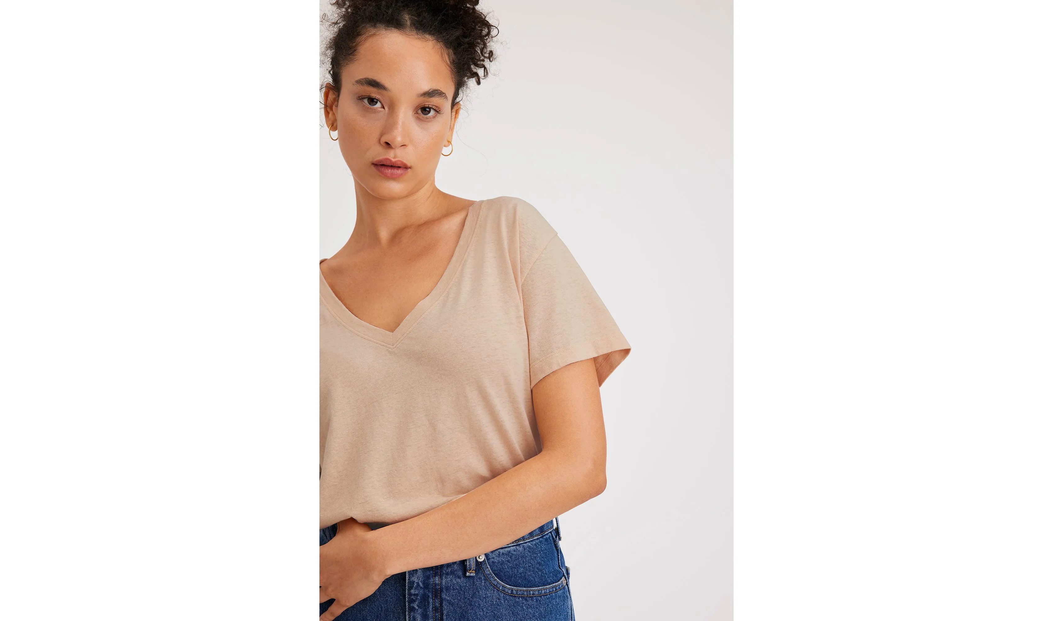 Deep V-Neck Tee, Regular Fit