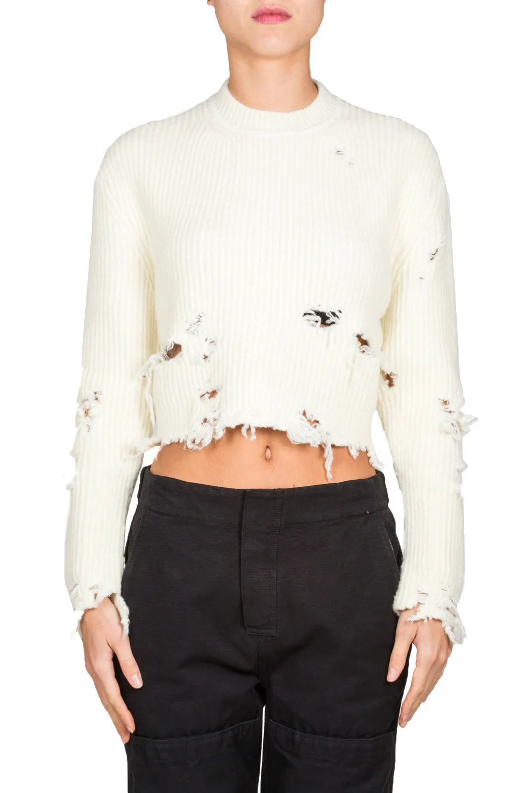 Destroyed Crop Boucle Sweater