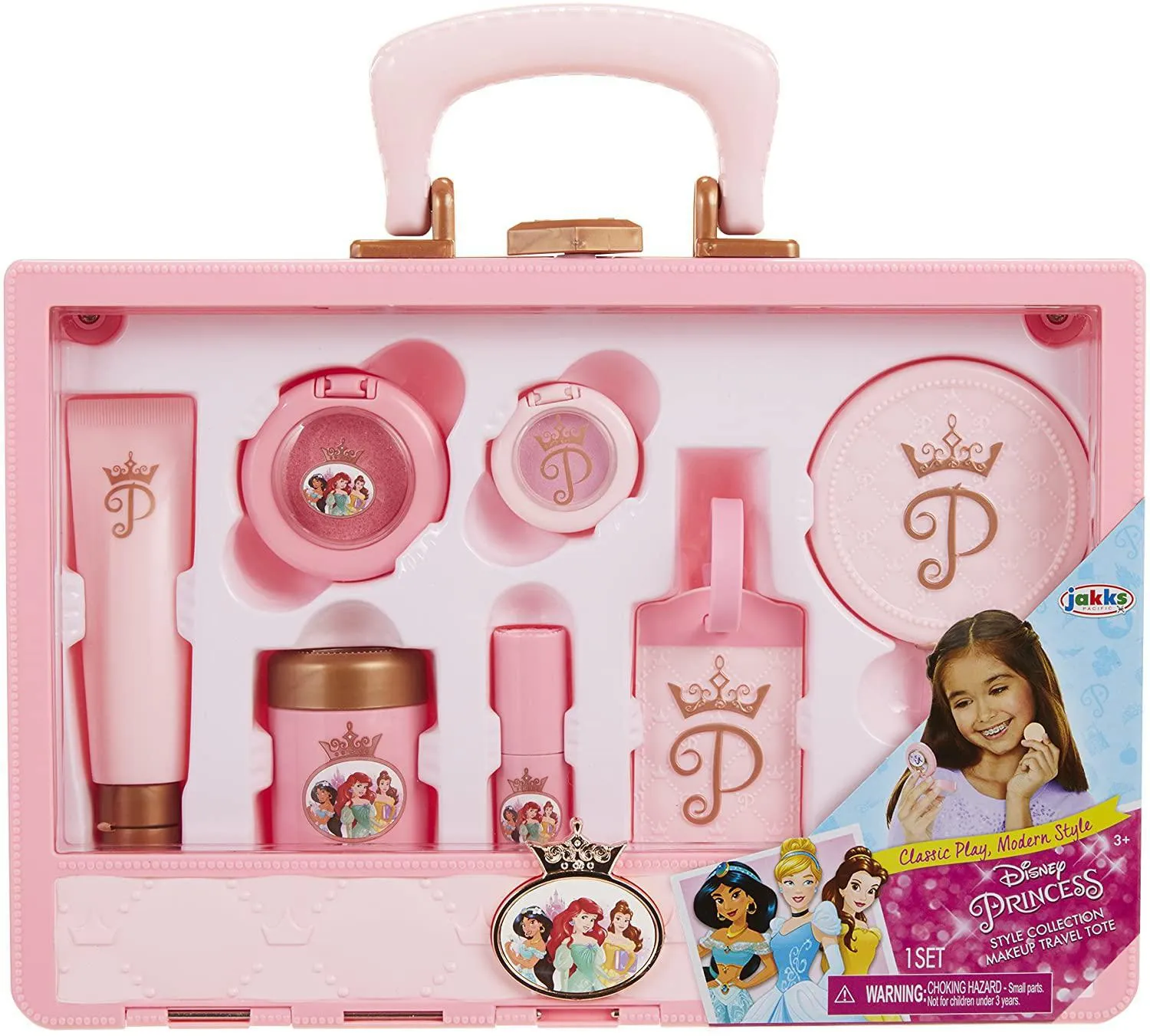 Disney Princess Style Collection Makeup Travel Tote Playset - Girls Pretend Play Toy Gift