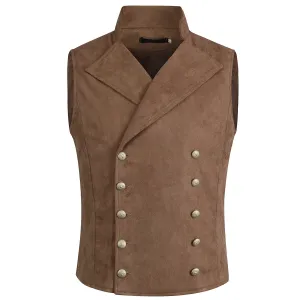 Double Breasted Velvet Gothic Steampunk Brown Dress Vest