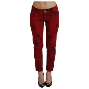 Dsquared² Red Low Waist Cotton Stretch Skinny Pants