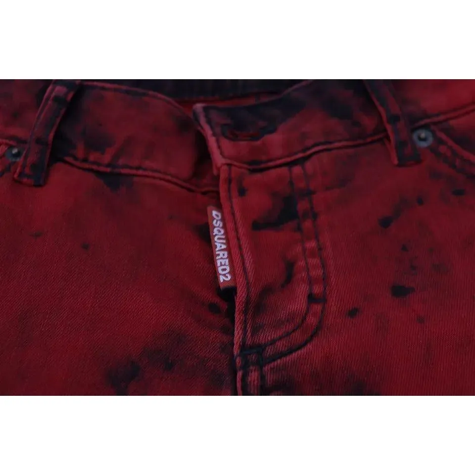 Dsquared² Red Low Waist Cotton Stretch Skinny Pants