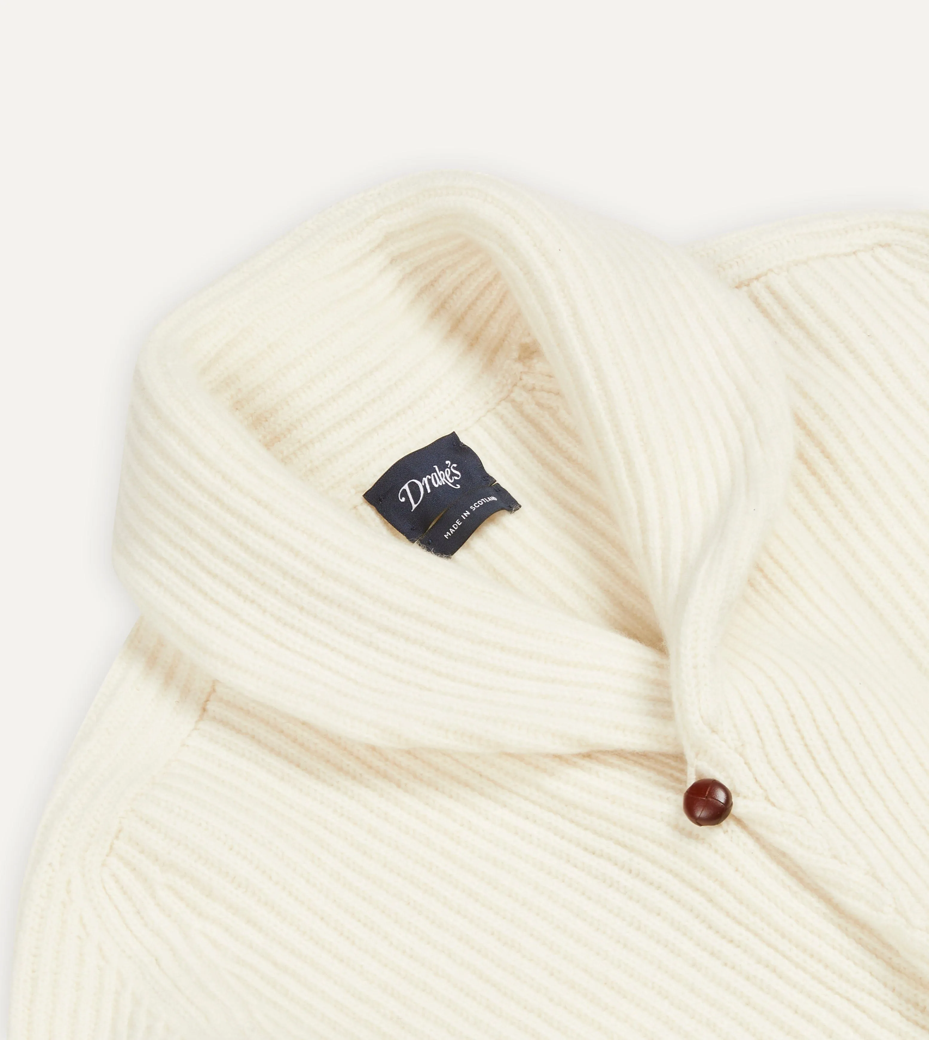 Ecru Lambswool Shawl Collar Cardigan