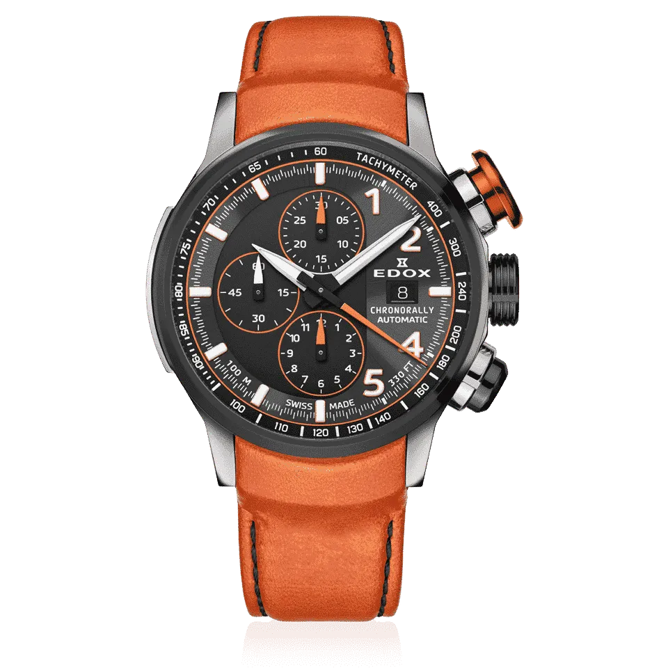 Edox Chronorally Automatic Men's Orange Watch 01129-TGNOCO-GNO