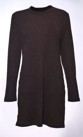 Effortless Elegance: Woollen Tunic with Front pockets (Brown)