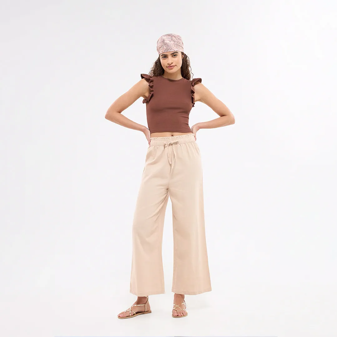 Elastic Waist Wide Leg Trousers