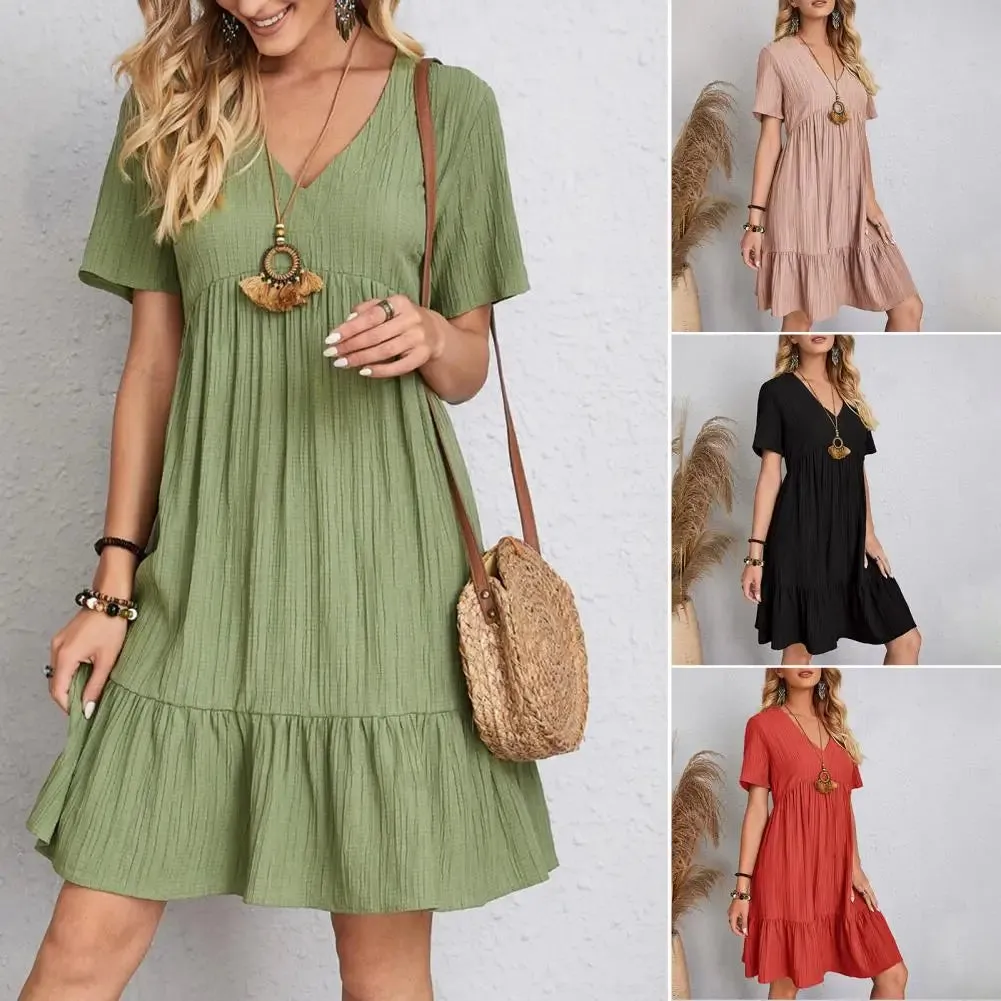 Elegant bodycon sexy cotton Women's dress for women 2022 summer A-line short sleeve boho midi dresses woman robe femme ladies