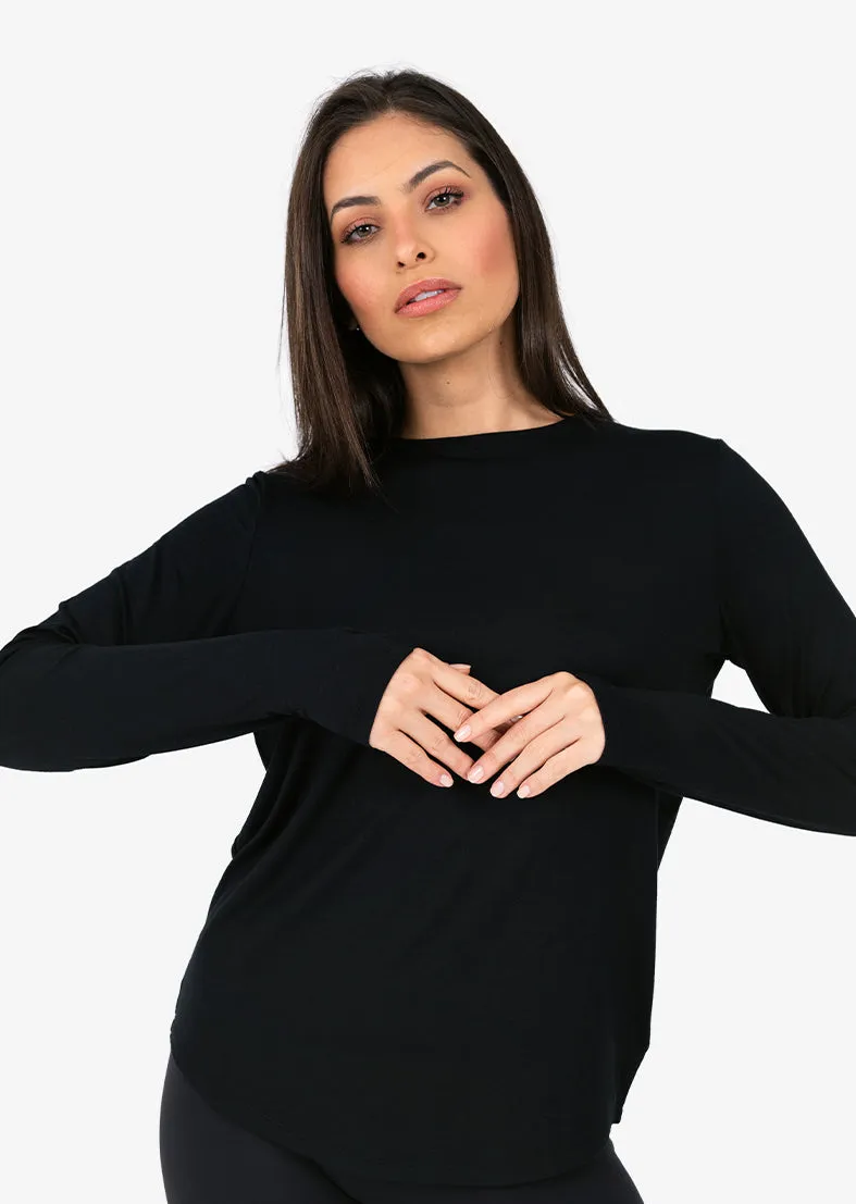 Elevate Aloe Long Sleeve Top Black