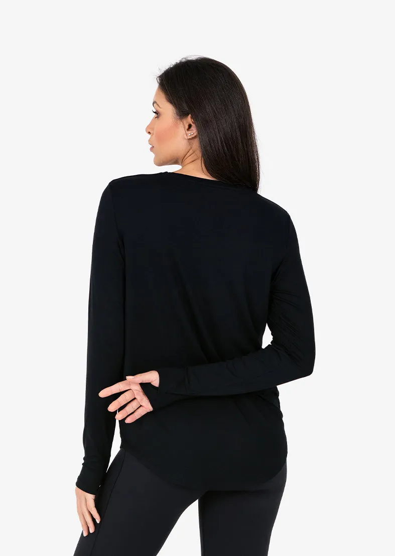 Elevate Aloe Long Sleeve Top Black