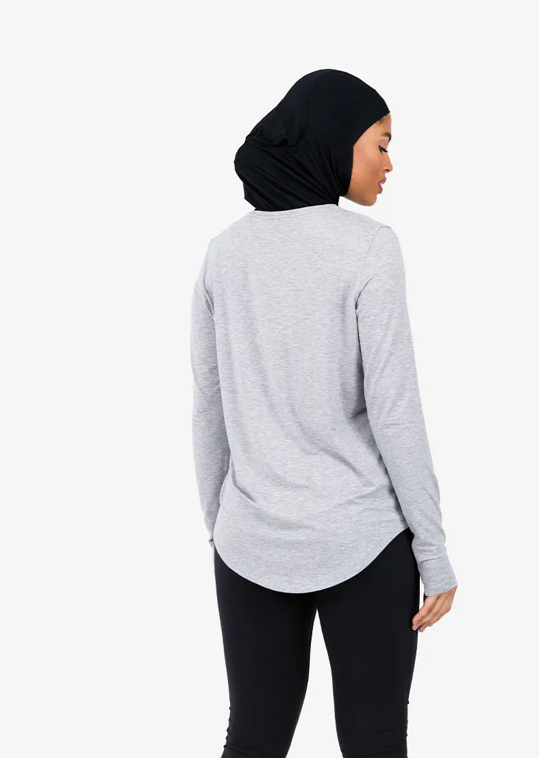 Elevate Aloe Long Sleeve Top Grey Marl