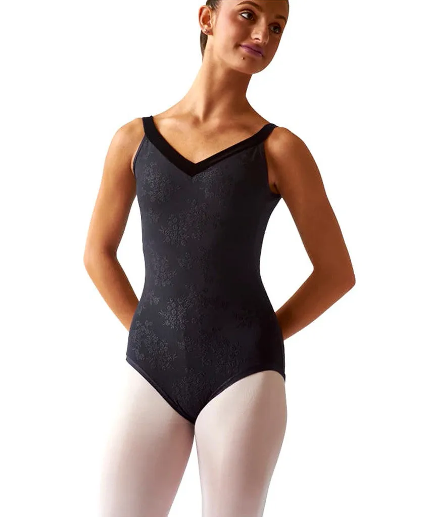 Embossed Velvet Strap Leotard