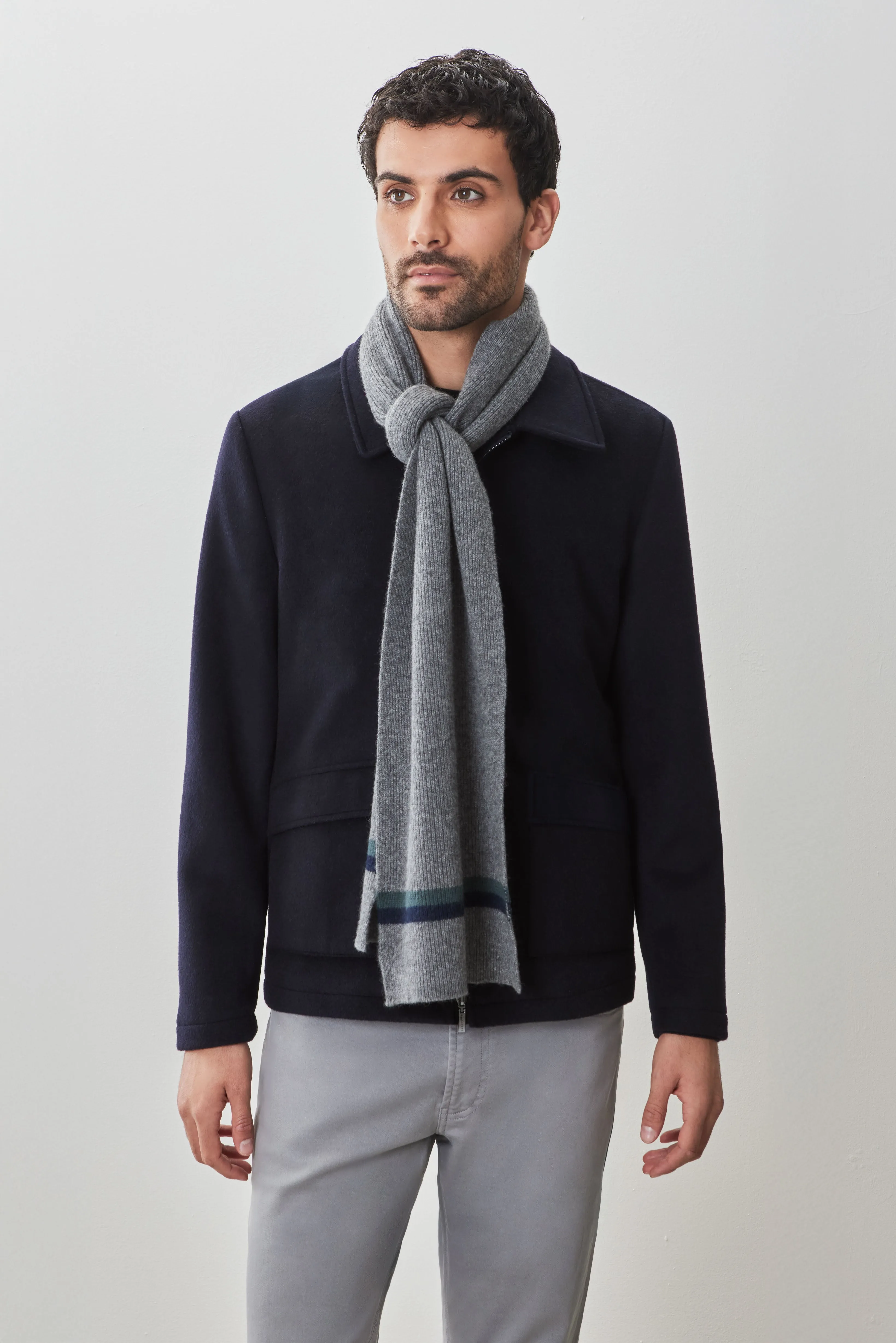 Eric Cashmere Knit Stripe Scarf