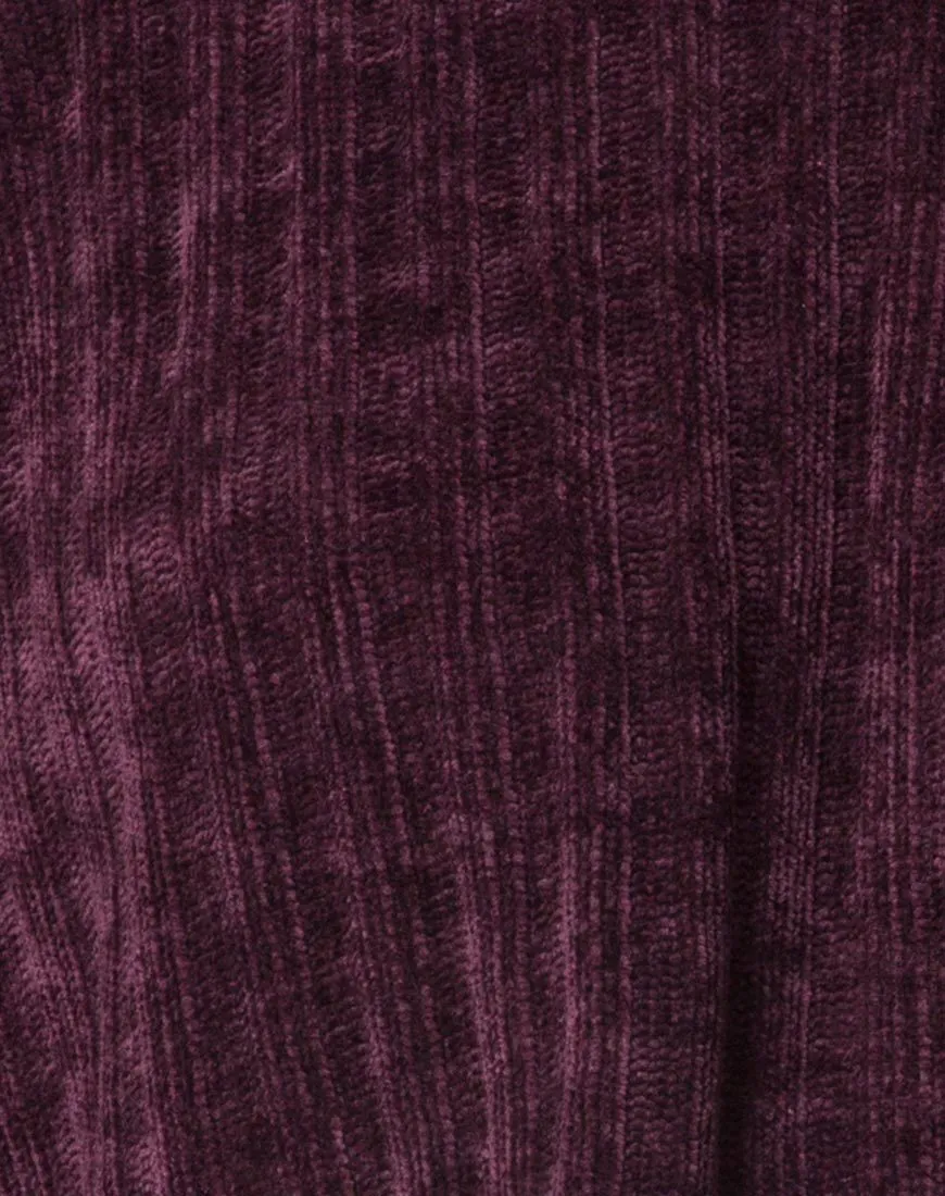 Evie Cropped Sweatshirt in Chenille Plum