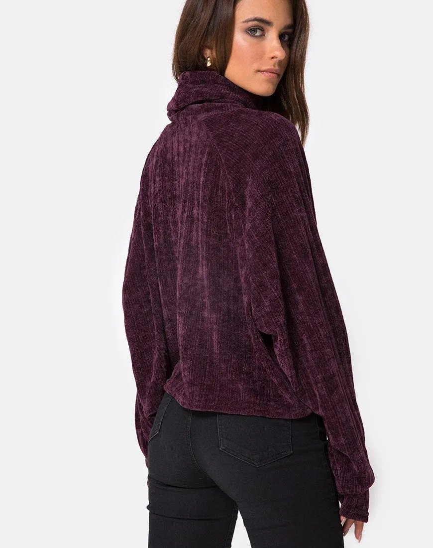 Evie Cropped Sweatshirt in Chenille Plum