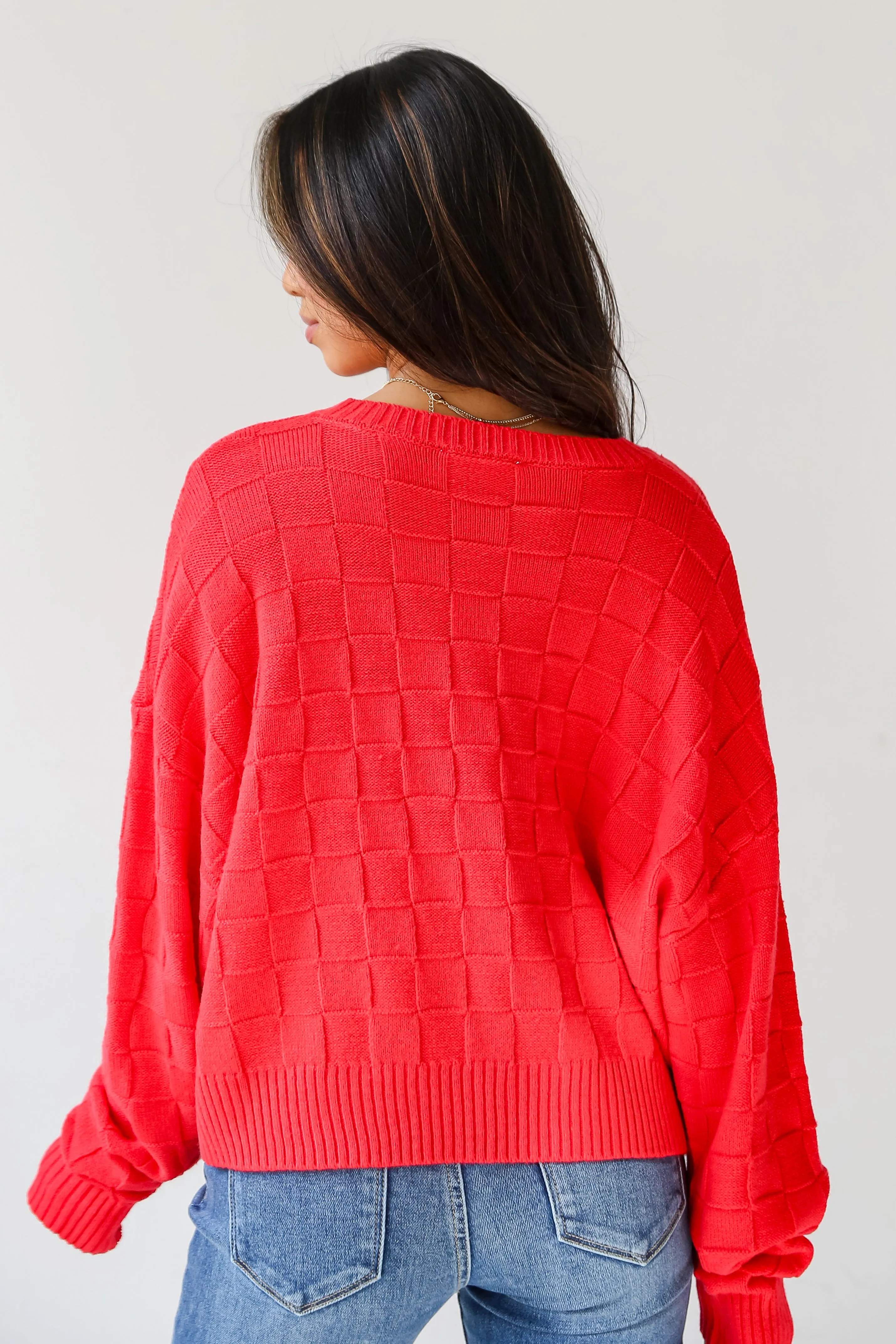 FINAL SALE - Caroline Checkered Knit Sweater - DOORBUSTER