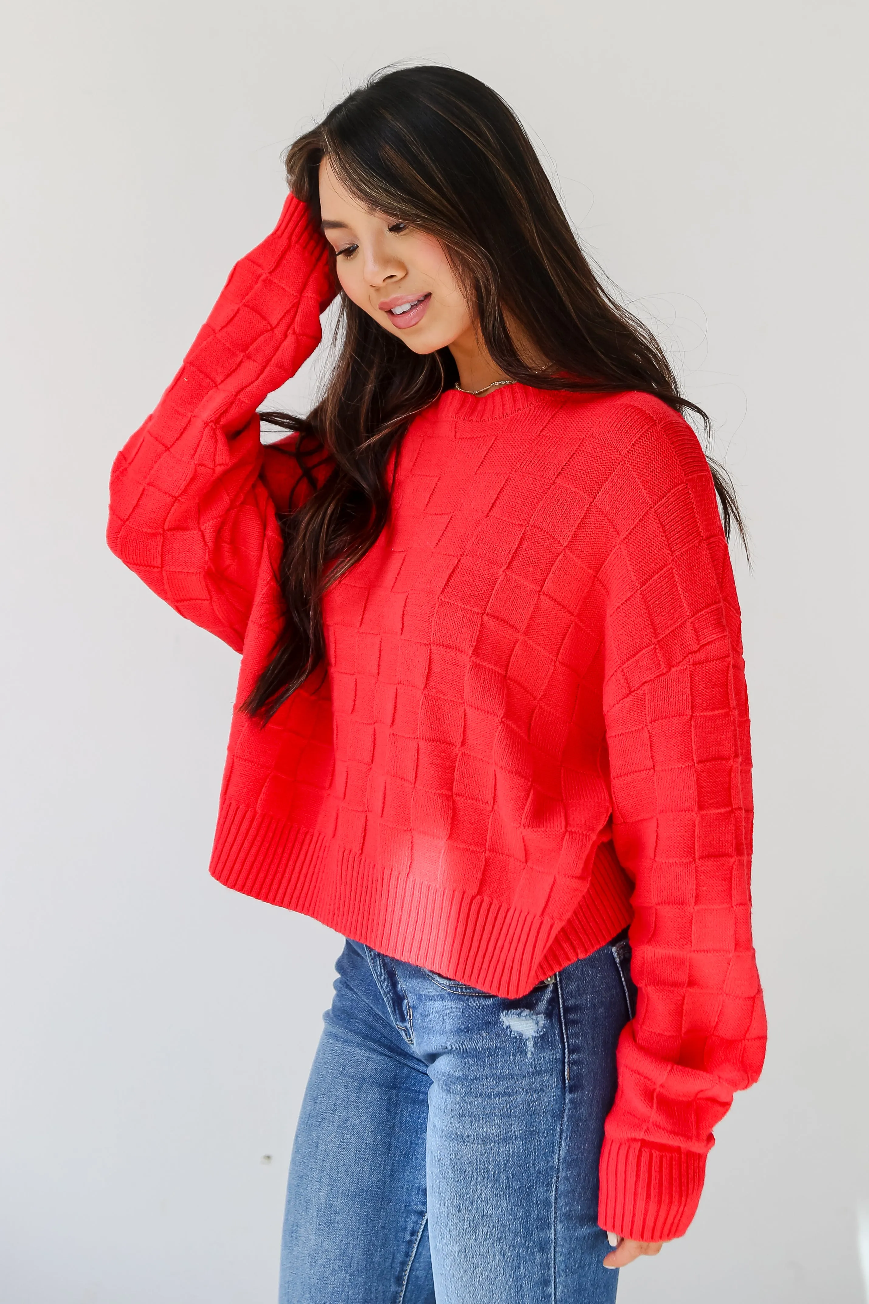 FINAL SALE - Caroline Checkered Knit Sweater - DOORBUSTER