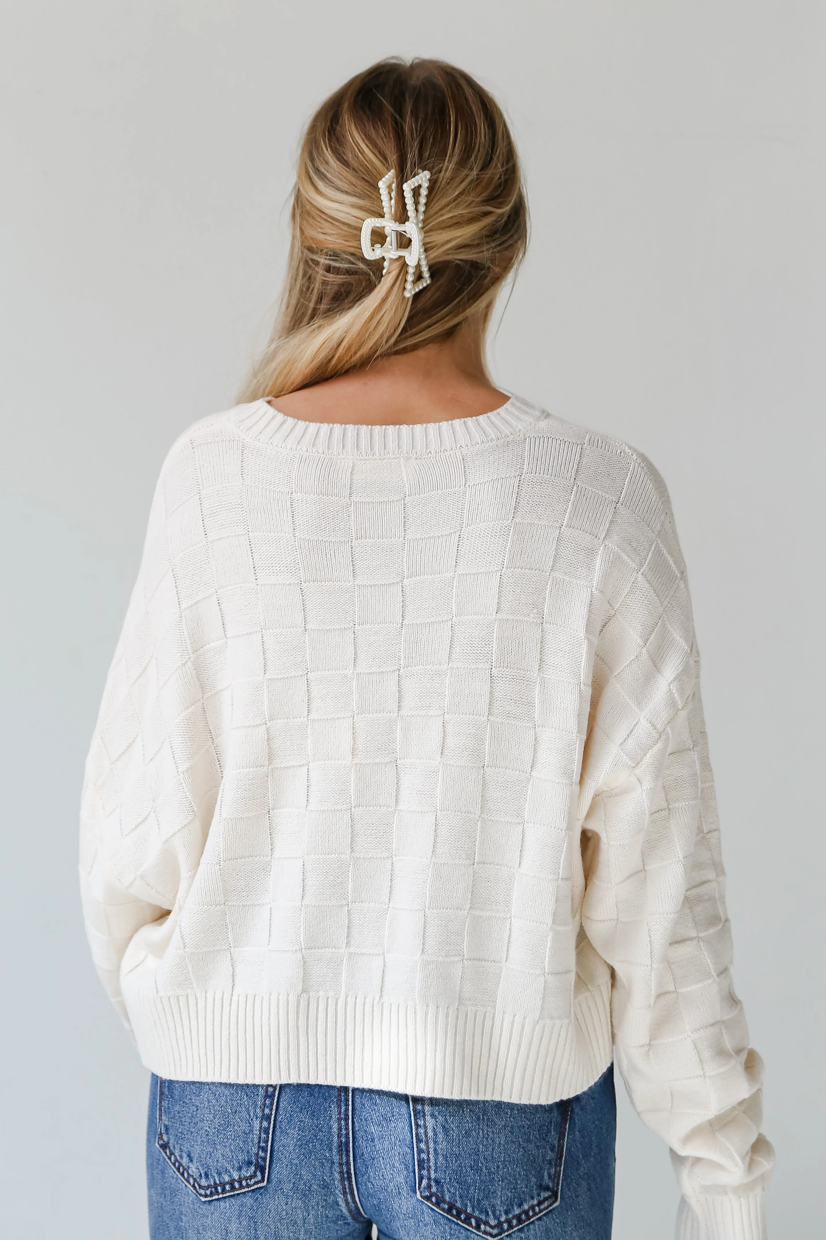 FINAL SALE - Caroline Checkered Knit Sweater - DOORBUSTER