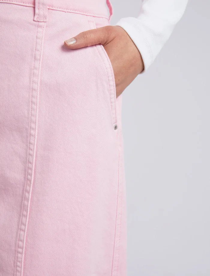 Florence Button Thru Denim Skirt - Pink