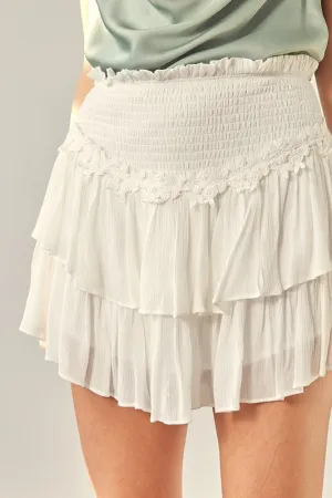 Flower Trim Around Waist Skort