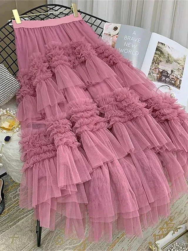 Flowy Purple Tulle Hi Low Skirt