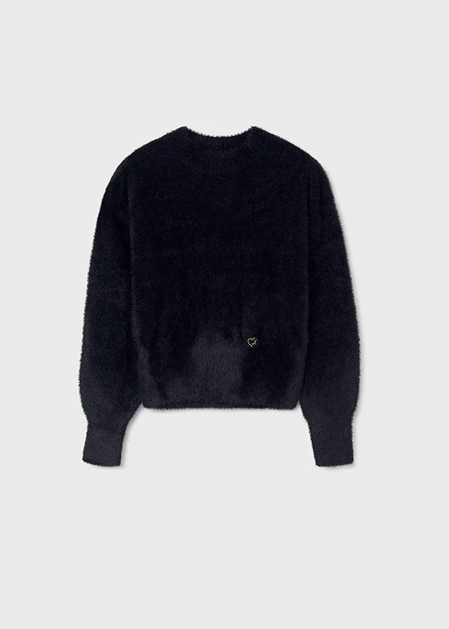 Fuzzy Sweater, Black, 7302